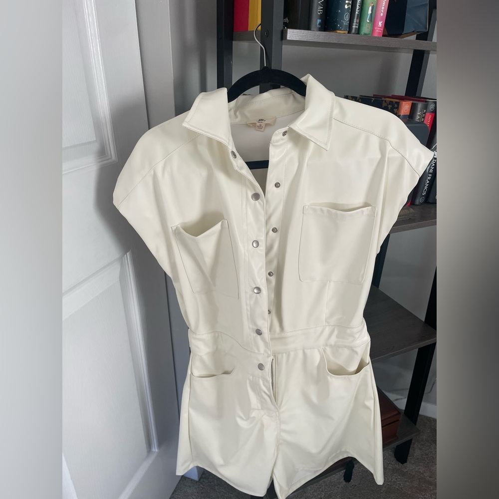 Pleather Button-Up Romper